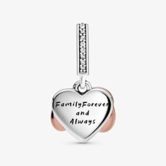 Rose Gold Heart Charm with Pink Enamel - Picture 4 of 4